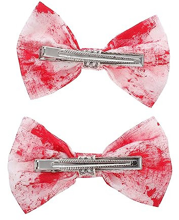 VICASKY Lot de 2 épingles à cheveux pour Halloween - Nœuds éclaboussés de sang - Accessoires pour photos et fêtes de vacances