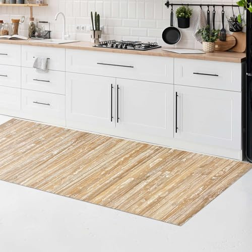 CosìCasa Badematte Holz & Bambus Badematte mit Anti-Rutsch Rückendeckung, Feuchtigkeitsresistenter Bambus Läufer & Bambusmatte für Bad, & Küche, Natürlicher, 50x100