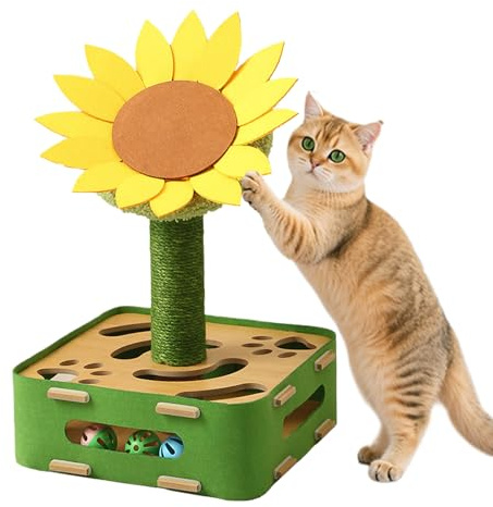 Genérico Giocattolo di gatto stimolante giocattolo gatto puzzle in disegno di girasole | Animazione giocattolo gatto nel disegno di girasole | Giocare, gratta albero per allenamento mentale