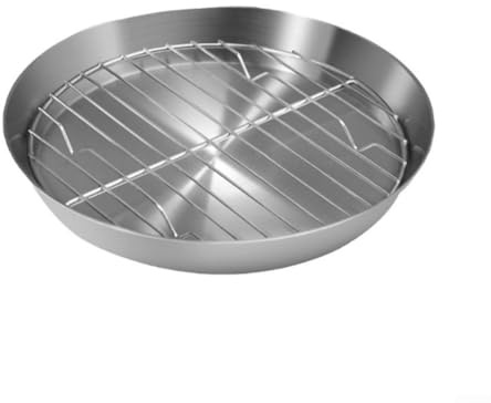Gdfnmogo Bandeja redonda para hornear con rejilla de refrigeración para cocina, bandeja de pavo asado, bandeja de horno de acero inoxidable, utensilios multiusos para pasteles, carnes, verduras (20 cm