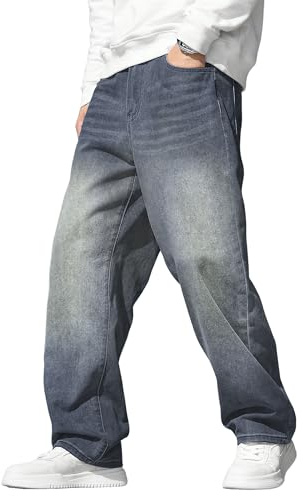 JMIERR Men's Jeans Baggy Wide Leg Jeans Skater Hip Hop Denim Pants Y2K Vintage Loose Fit Streetwear