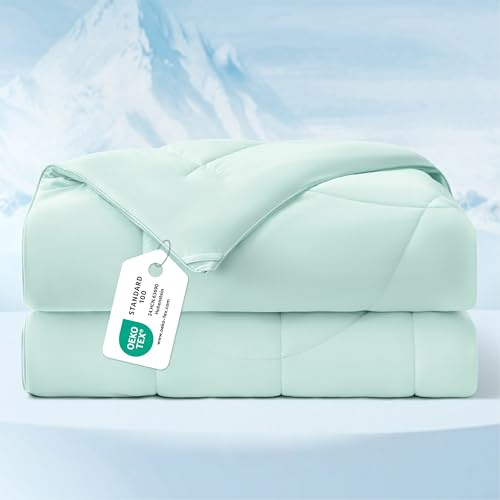 BEDSURE Kühldecke Doppelseitig Sommerdecke 135x200 - Kühlende Bettdecke Arc-Chill Q-Max > 0,4 Kühlende Decke, Leichte & Dünne Sommer Cooling Blanket für Nachtschweiß & Warme Schläfer, Grün