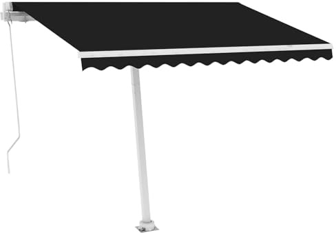 HOMELEN Standmarkise Manuell Einziehbar 300x250 cm Anthrazit, Markise Balkon Ohne Bohren, mit Handkurbel Alu-Markise UV-Beständig Höhenverstellbar & Wasserabweisend | Sonnenschutz Für Laden