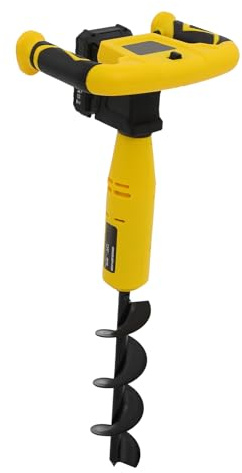 Salmeee Trivella senza fili con lumaca da 8 cm, trivella elettrica per pali 550 giri/min, trapano a batteria per lavori di terra con batteria al litio da 2000 mAh, strumento da giardino per recinzioni