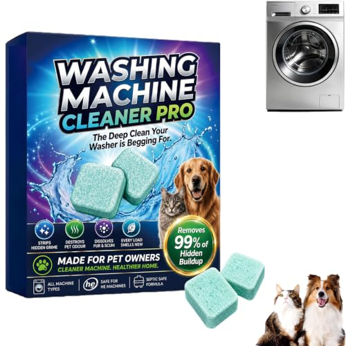 Washing Machine Cleaner Pro Tablets, 12Pcs Deep Clean Enzyme Washing Machine Cleaners, Washing Machine Cleaning Pro, to Remove Pet Hair, for All Washing Machines, Freshen Drum & Remove Residue (1)