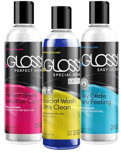 Latex Care Kit - Perfect Shine Latex Polish - Easy Glide Latex Dressing aid Special Wash Latex Special Detergent