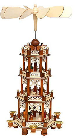 Holzpyramide in Natur/braun mit 4 Etagen, L/B/H ca. 19 x 16,5 x 49,5 cm