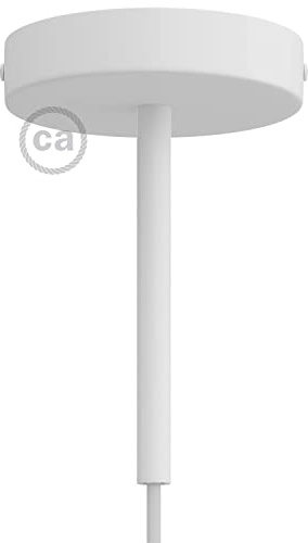 creative cables Kit rosone per lampadario da soffitto (serracavo da 15 cm, metallo bianco opaco, Ø 120 mm, 1 foro) – Chiusura a staffa – Ideale per lampada singola – Made in Italy