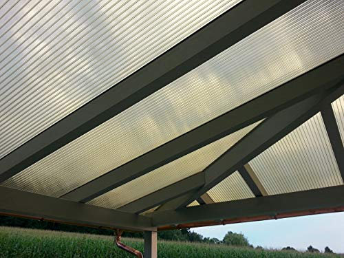 Acrylshop24 Terrassendach Terrassenüberdachung Carport Komplettset Polycarbonat 16mm 3-Fach Stegplatten Bronce Bronze 16mm Stegplatten Tiefe:2500mm|Breite:5110mm - Mehrere Maße verfügbar