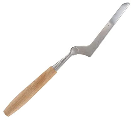 Coltello taglia formaggio con lama curva, manico in legno e parte funzionale in acciaio, 25,5 cm, Sybaris, (colore: argento), quantità: 1 pezzo.