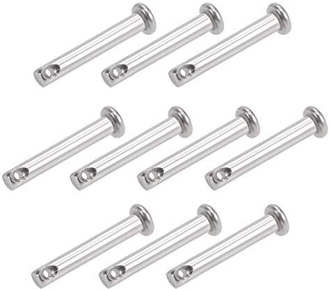 sourcing map Single Hole Clevis Pins - 4mm X 25mm Flat Head 304 Stainless Steel Link Hinge Pin 10Pcs