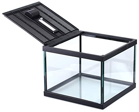 crapelles Reptile Amphibians Tank, 7.8x7.8x5.9 inches Terrarium Glass Box for Small Pet, Ventilation Transparency Clearly Visible Habitat