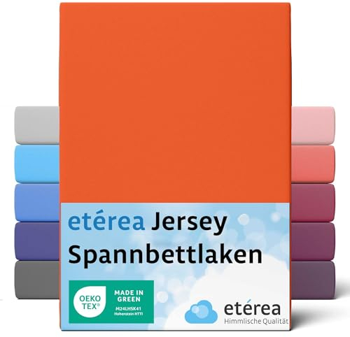 etérea Jersey Spannbettlaken 60x120cm - 70x140cm Orange bis 15 cm Höhe - 100% Baumwolle Spannbetttuch Oekotex - Bed Sheets Leintuch Bettbezug - Bettlaken 60x120 cm - 70x140 cm - Terra