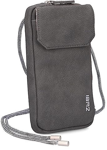 Zwei Handytasche zum Umhängen Mademoiselle.M MP30 Smartphone-Etui & Geldbörse 2-in-1, umlaufender Reißverschluss, längenverstellbarer Riemen, Mini-Handtasche 19 x 10 x 3 cm (Nubuk-Stone)