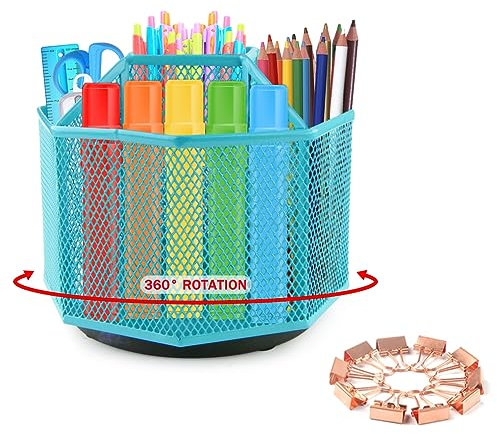 Geila Schreibtisch-Organizer, 360 Grad drehbar, multifunktionaler Stifthalter, 4 Fächer, Schreibtisch-Organizer, Heimbüro, Kunstbedarf, Aufbewahrungsbox, Caddy Rack