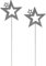 ETC weihnachtlicher stimmungsvoller Garten-Stecker Stern am Stab Dekostern Weihnachtsstern Metall beiseitig farbig je nach Auswahl Preis für 2 Stück (2 x Silberglitzer)