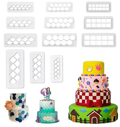 RECHCIGA 12 Pz Formine Geometriche per Biscotti,Stampi Geometrici per Biscotti,Tagliabiscotti Geometria Torte,Taglierine Esagonali per Torte per Cupcake Fondente(4 Stili, 3 Taglie Ciascuno)