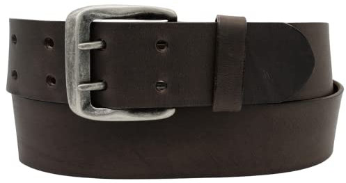 AnnaMatoni Leder Gürtel Herren in Premium Rindleder in Vintage Look mit Doppeldorn Schließe 4,5cm Breit Herren Ledergürtel Echt Leder Gürtel (Mokka 690, TW95-110cm Gesamtlänge)