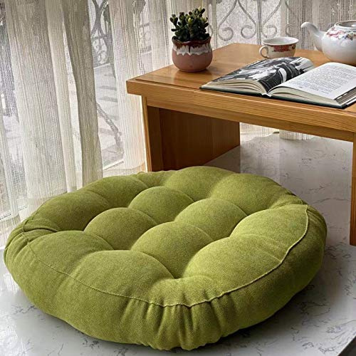 Rotondo Cuscino Da Pavimento Morbido Addensare Yoga Cuscino Da Meditazione Trapuntato Corduroy Cuscino Da Seduta Tatami Cuscini A Terra Cuscino Sedia Per Adulti Bambini Lettura-Verde Diameter 42cm(17i
