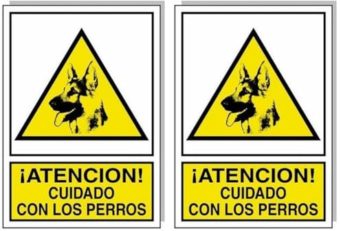 Cartel Cuidado Con Los Perros 30x21 cm. (Paquete de 2)