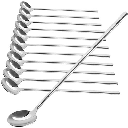 COM-FOUR® Set di 12 Cucchiai Con Manico Lungo - Per Latte Macchiato, Gelato e Caffè (17 cm)