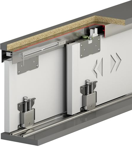 DecorAndDecor Sliding Wardrobe Door Track Gear Kit with Soft Close (3m for 4 Doors with Soft Close)