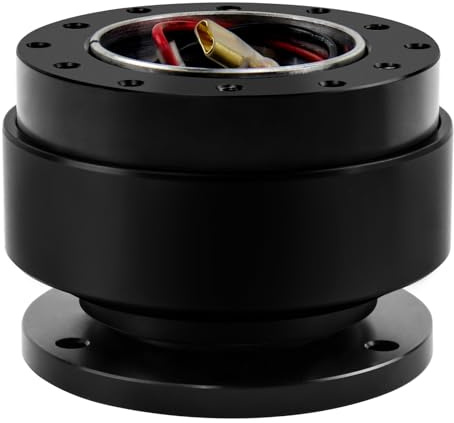 Acclcors Kit de volant universel à dégagement rapide à 6 trous pour course/rallye/sport automobile (Noir)