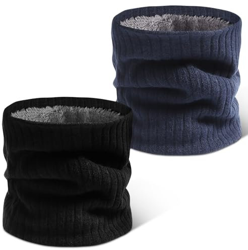 Cevikno 2 Stück Winter Schlauchschal, Fleece Loop Halsschlauch, Halswärmer Winddichte Nackenwärmer Schlaufschal Schlauchtuch Damen Herren für Skifahren Laufen Radfahren