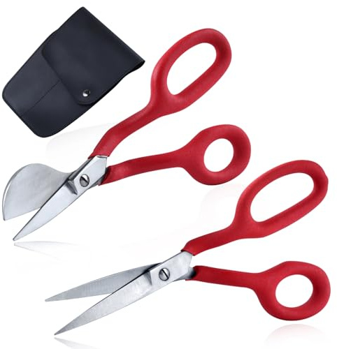 SPEEDWOX 17,78 cm sax set med 2 kit – rostfritt stål applikation anknäbb sax blad med offsethandtag och maskinbroderi dubbelböjd sax, dubbelböjd, offset anknäbb matta hög sax