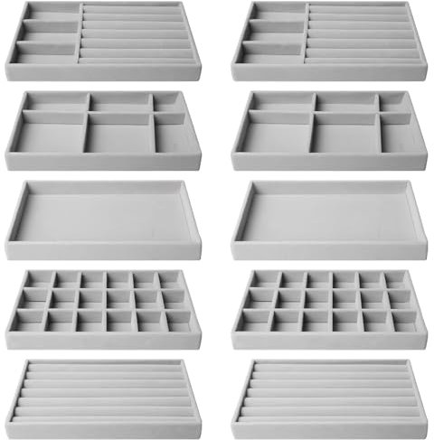 10 vassoi portagioie, organizer per gioielli, cassetto, impilabile, portagioie per conservare e presentare, inserto per cassetti per collane, bracciali, orecchini