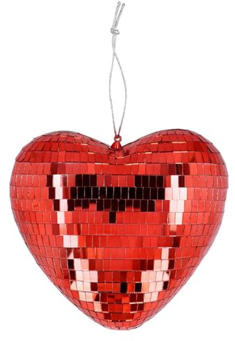 Boland - Palla da discoteca a cuore lucida, 19 cm, decorazione per festa a tema disco fever, decorazione da appendere per matrimonio o Capodanno