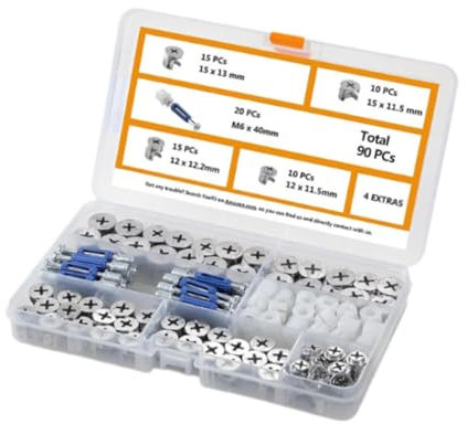 perfk Herrajes de conexión de muebles Recambios de cerraduras de leva para conectores de muebles Herrajes de conexión de leva para armarios, mesas y, Paquete de 90