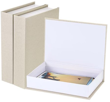 SUMTree 3 Pcs Aufbewahrungsboxen mit Deckel für Fernbedienungen Vielseitig Organizer Dekorative Bücherbox Modern magnetisch Boxen Heimdeko Geschenke Beige Leinenoberfläche und Karton (22x15,5x4,5cm)