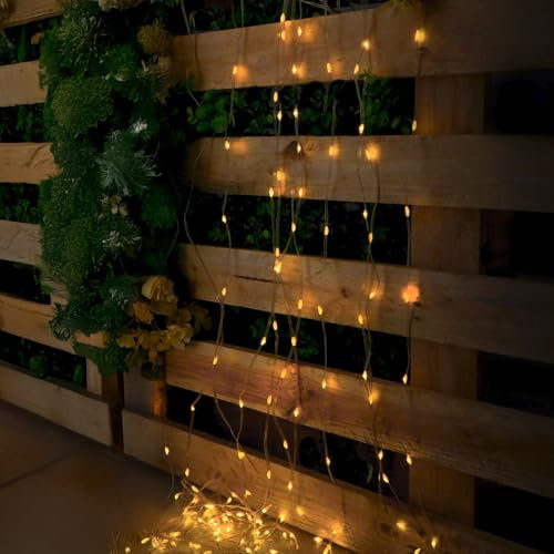 M mimotec - Cortina de Guirnalda Exterior LED Con USB, 3 * 2M de longitud, luz cálida de 2700k, IP65 Impermeable, ideal para terrazas y jardines. LM2962