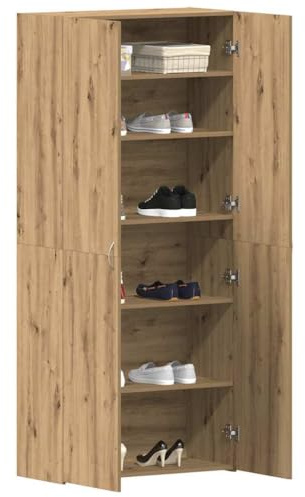 vidaXL Armario para Zapatos con Estante Marrón 80 x 35.5 x 180 cm, Armario Moderno para Zapatos, Unidad Rectangular de Almacenamiento, Organizador Interior versátil, Madera de ingeniería