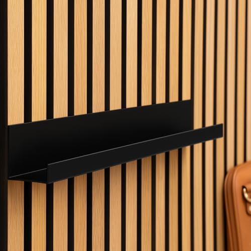 masquepack – Estantería y Colgador metálico para Panel acústico de Lamas Regulares | Compatible con Paneles Decorativo Kit de instalación Incluido (Estantería Panel Acústico, 1 Unidad)