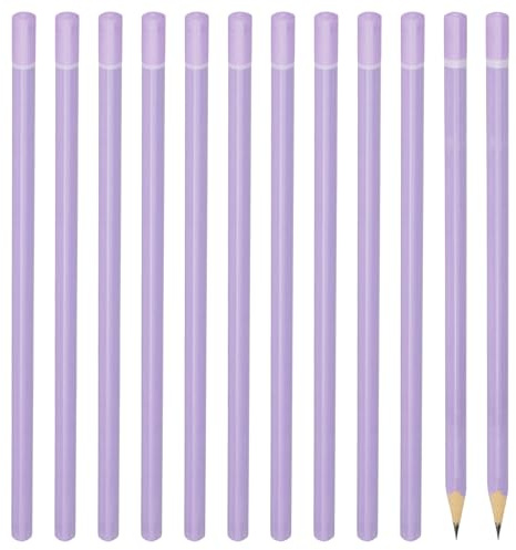 PATIKIL Triangelformade träpennor bulk, 12-pack HB grafitpennor för kontorsmaterial, ingenjörsmarkering skrift konst ritningsmaterial, lila
