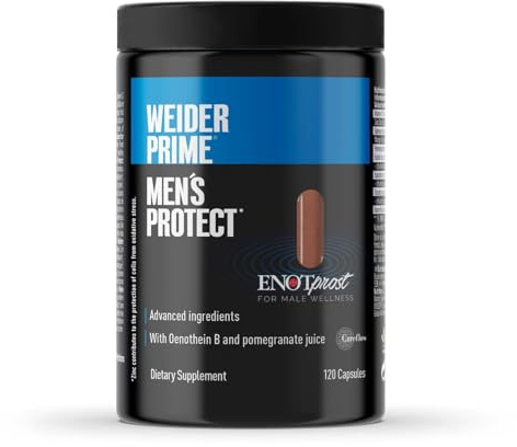 Weider Prime Men's Protect (120 cápsulas) Suplemento Próstata y Vías urinarias para Hombres, Fórmula Avanzada con Extracto de Epilobio, de Granada, Mango en Polvo Careflow, Vitamina C, Zinc y Selenio