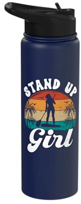 Stand Up Girl Surfing Paddleboarder Paddle Boarding Stainless Steel Insulated Water Bottle