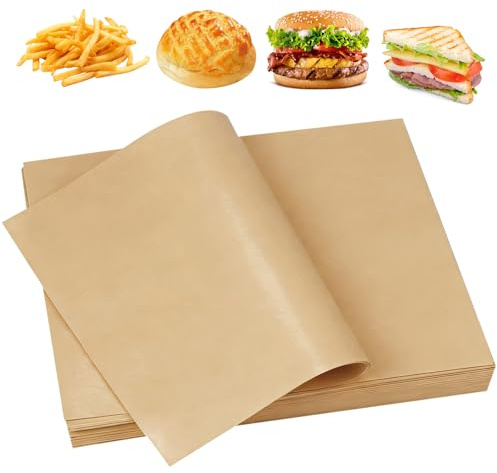 150 unidades de papel pergamino para hornear, papel de horno orgánico sin PFAS, 30 x 20 cm, para hornear, cocinar, asar, freír y cocer al vapor
