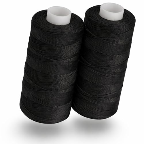 Lialina Jeanstråd för symaskin [2 x 150 m] – Oeko-Tex – Set extra stark jeanstråd nr. 36 (svart)