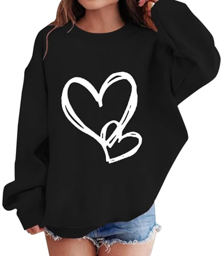 Jersey para niña 140 simple - sudadera para niñas y niños, sudadera oversize manga larga, suéter navideño con estampado de corazones, chaqueta de punto moderna, bonita chaqueta de entretiempo