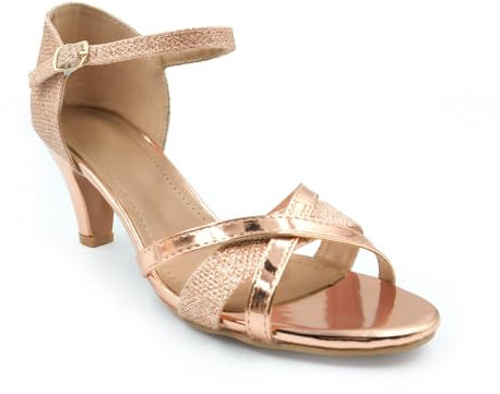 Fashion Thirsty Womens Diamante Low Heel Ladies Prom Bridal Wedding Shoes Evening Party Occasion Heeled Open Toe Strappy Dress Sandals Size