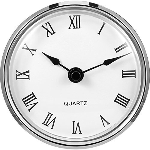 Hicarer 3-1/8 Inch (80 Mm) Quartz Clock Fit-up/Insert with Roman Numeral, Round Quartz Movement, Silver Rim