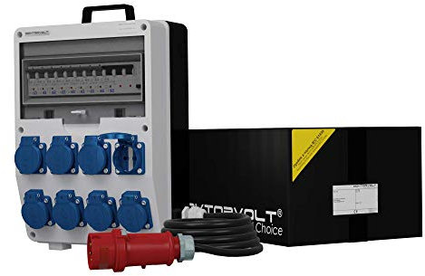 Répartiteur mobile TD-S/FI 8 x 230 V Mennekes Boîtes 5 x 4 mm² Câble 32 A Distributeur de courant de chantier Doktorvolt 9719