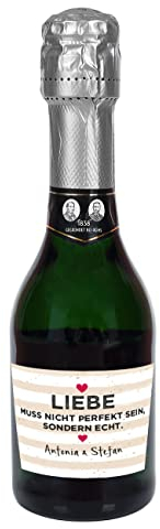 Herz & Heim® Geldermann Sekt Classique (0,2l) Hochzeitsgeschenk - Liebe muss echt sein - mit Namen im Etikett