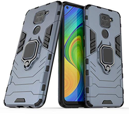 Funda para móvil Xiaomi Redmi Note 9 Carcasa Magnética con Anillo Imán Híbrida Antigolpes Resistente Rígida Dura [Tecnología de Absorción de Golpes] (Xiaomi Redmi Note 9, Azul Marino)