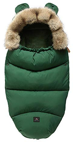 Gorger Chancelière Universelle pour Poussette, Doublure Polaire, Déperlante et Coupe-Vent, Col Fausse Fourrure Amovible, Compatible Harnais 3/5 Points