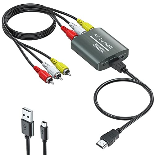 RCA to HDMI Converter,AV to HDMI for Xbox,PS One,PS2,PS3,N64,Wii,VCR,VHS,STB,Blue-Ray DVD Players,TV, Support 720p,1080p