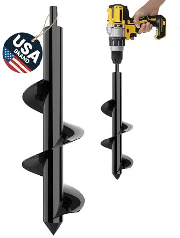 K-Brands Auger Drill Bit for Planting – 3 x 12 Inch - Garden Tools Spiral Hole Drill Planter for Bulb Planting, Bedding Plants, Umbrella Holes Gardening - 3/8 Inch Hex Drive Drill